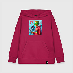 Толстовка детская хлопковая Bart Simpson - cyberpunk ai art, цвет: маджента