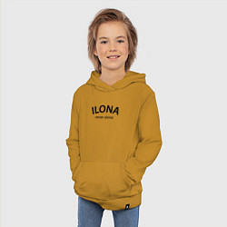 Толстовка детская хлопковая Ilona never alone - motto, цвет: горчичный — фото 2