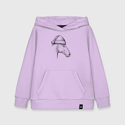 Толстовка детская хлопковая Профиль новогодней лошади, цвет: лаванда