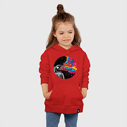 Толстовка детская хлопковая Космонавт с разноцветными брызгами, цвет: красный — фото 2