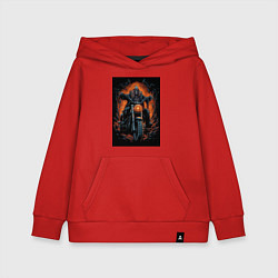Детская толстовка-худи Скелет сатаны едет на старом мотоцикле