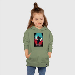 Толстовка детская хлопковая Assassins creed red blue abstract, цвет: авокадо — фото 2