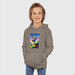 Толстовка детская хлопковая Марио и Майнкрафт - коллаба, цвет: утренний латте — фото 2