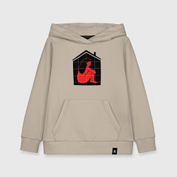 Толстовка детская хлопковая Сижу дома, цвет: миндальный