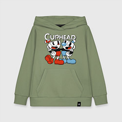 Толстовка детская хлопковая Cuphead and Mugman, цвет: авокадо