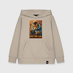 Толстовка детская хлопковая Punks not dead - motto tiger, цвет: миндальный