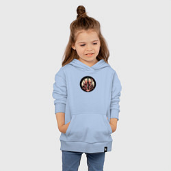 Толстовка детская хлопковая Катана и сакура в пламени, цвет: мягкое небо — фото 2