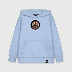 Толстовка детская хлопковая Катана и сакура в пламени, цвет: мягкое небо