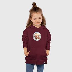 Толстовка детская хлопковая Жирафы зимой, цвет: меланж-бордовый — фото 2
