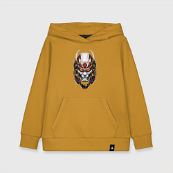 Толстовка детская хлопковая Красный киберпанк самурай, цвет: горчичный
