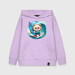 Детская толстовка-худи Котик и виндсерфинг