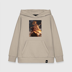 Толстовка детская хлопковая Клинок, рассекающий демонов Дзэнъицу Агацума молни, цвет: миндальный