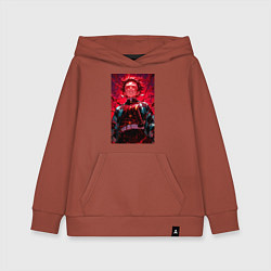 Толстовка детская хлопковая Клинок, рассекающий демонов Тандзиро Камадо охотни, цвет: кирпичный