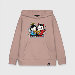 Толстовка детская хлопковая Ангел и чертик с попкорном, цвет: пыльно-розовый