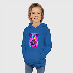 Толстовка детская хлопковая Cyber Bart in metropolis - neon glow, цвет: синий — фото 2