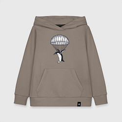 Толстовка детская хлопковая Пингвин парашютист, цвет: утренний латте