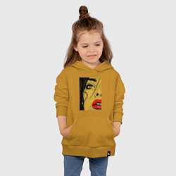 Толстовка детская хлопковая Женский портрет поп-арт, цвет: горчичный — фото 2