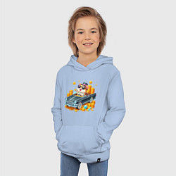 Толстовка детская хлопковая Хомяк миллионер на автомобиле, цвет: мягкое небо — фото 2