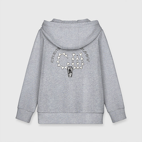 Детская толстовка-худи Арт котик и скелет / Меланж – фото 2