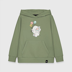 Толстовка детская хлопковая Слоник на шариках, цвет: авокадо