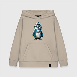 Толстовка детская хлопковая Мимимишный Пингвинчик, цвет: миндальный