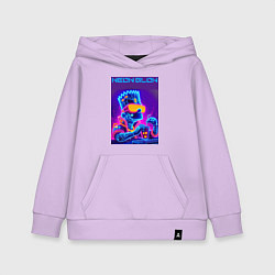 Толстовка детская хлопковая Bart Simpson - neon fantasy ai art, цвет: лаванда