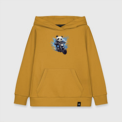 Толстовка детская хлопковая Панда-мотоциклист, цвет: горчичный