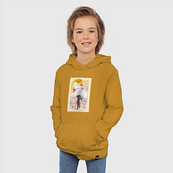 Толстовка детская хлопковая Магическая битва Кэнто Нанами офисный рабочий, цвет: горчичный — фото 2