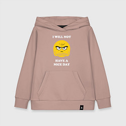 Толстовка детская хлопковая У меня не будет хорошего дня, цвет: пыльно-розовый