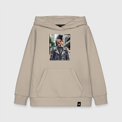 Детская толстовка-худи Леопард панк музыкант - нейросеть