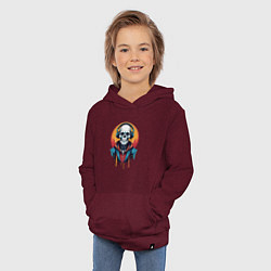 Толстовка детская хлопковая Скелет в наушниках, цвет: меланж-бордовый — фото 2