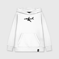 Толстовка детская хлопковая Черный облик Superjet-100 с названием, цвет: белый