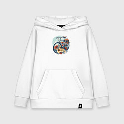 Толстовка детская хлопковая Велосипед в цветах, цвет: белый