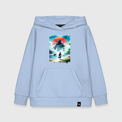 Детская толстовка-худи Призрак Цусимы - самурай на берегу озера