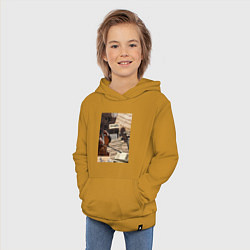 Толстовка детская хлопковая Музыка эстетика, цвет: горчичный — фото 2
