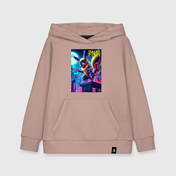 Толстовка детская хлопковая Ужасный Пикачу на крыше небоскрёба - хэллоуин, цвет: пыльно-розовый