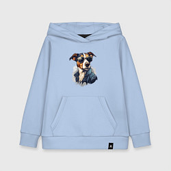 Толстовка детская хлопковая Брутальный джек рассел в стиле cyberpunk, цвет: мягкое небо