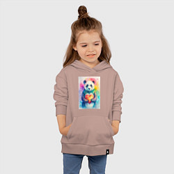 Толстовка детская хлопковая Нежная панда с сердцем в лапках, цвет: пыльно-розовый — фото 2