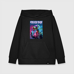 Толстовка детская хлопковая Crazy rex - ai art fantasy, цвет: черный