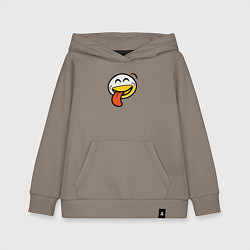 Толстовка детская хлопковая Мем довольное лицо, цвет: утренний латте