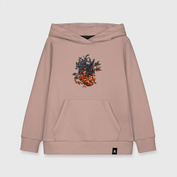 Толстовка детская хлопковая Волк с цветком, цвет: пыльно-розовый