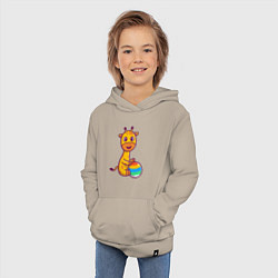 Толстовка детская хлопковая Жираф играет в мяч, цвет: миндальный — фото 2