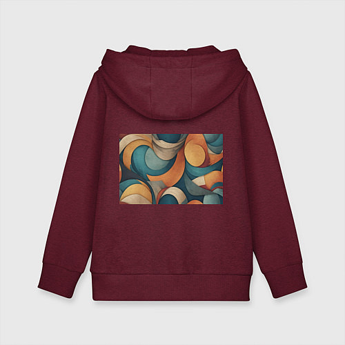 Детская толстовка-худи Абстракция теплые контрасты / Меланж-бордовый – фото 2
