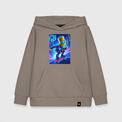 Детская толстовка-худи Барт Симпсон на скейтборде - неоновое свечение