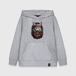 Толстовка детская хлопковая Кот викинг, цвет: меланж
