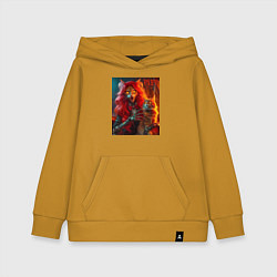 Толстовка детская хлопковая Ведьма с рыжим котом - хэллоуин, цвет: горчичный