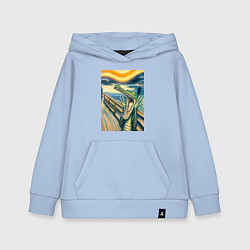 Толстовка детская хлопковая Крокодил кричит на картине Эдварда Мунка - мем иск, цвет: мягкое небо