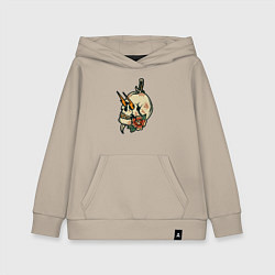 Толстовка детская хлопковая Грозовой череп, цвет: миндальный