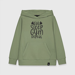 Толстовка детская хлопковая Eat sleep gym, цвет: авокадо