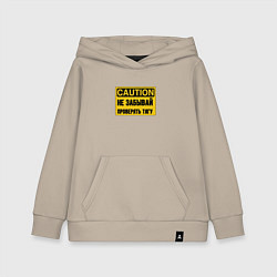 Толстовка детская хлопковая Не забывай проверять тягу - железная дорога, цвет: миндальный